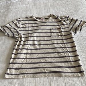 Birdwell Beach Britches Striped Tee in Cream & Brown / L